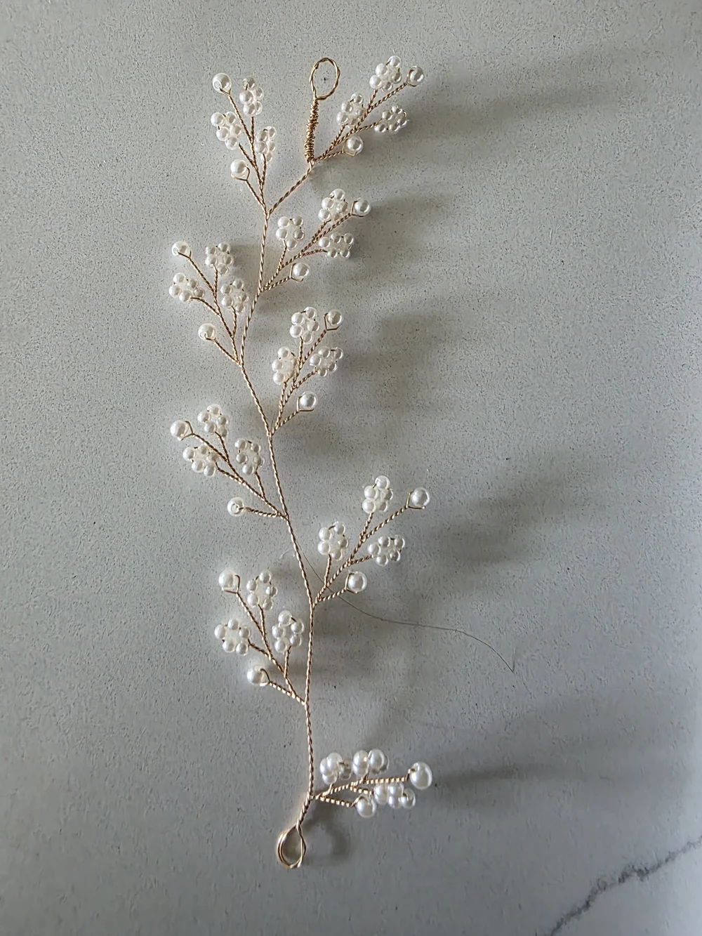 Pearl Spray Bridal Hair Vine - Gold and White